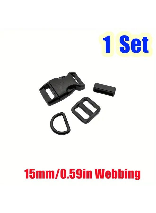 15mm Adjustable Plastic Slider D Rings Belt Loop Side Release Buckles for Paracord - Image 5